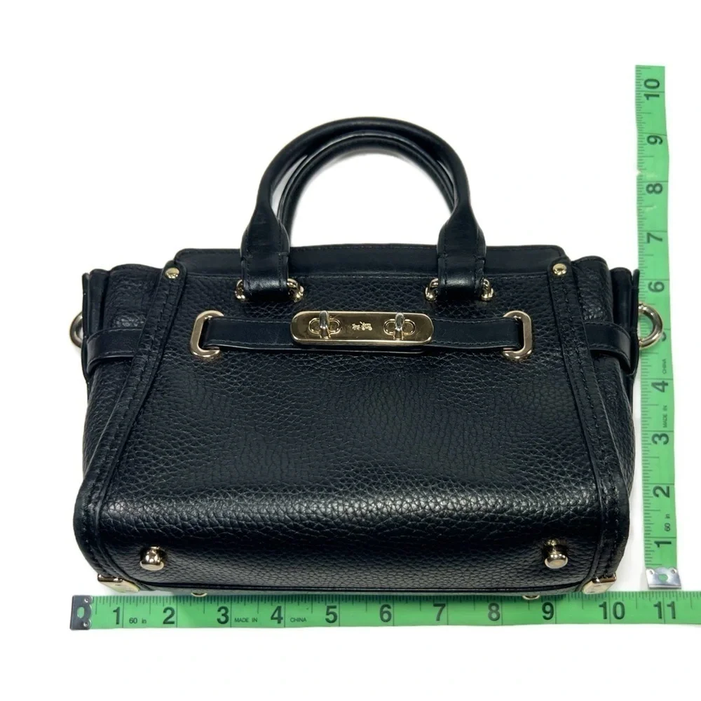 Coach Swagger 20 Belted Mini Black Gold Tone Pebbled Leather Crossbody size S